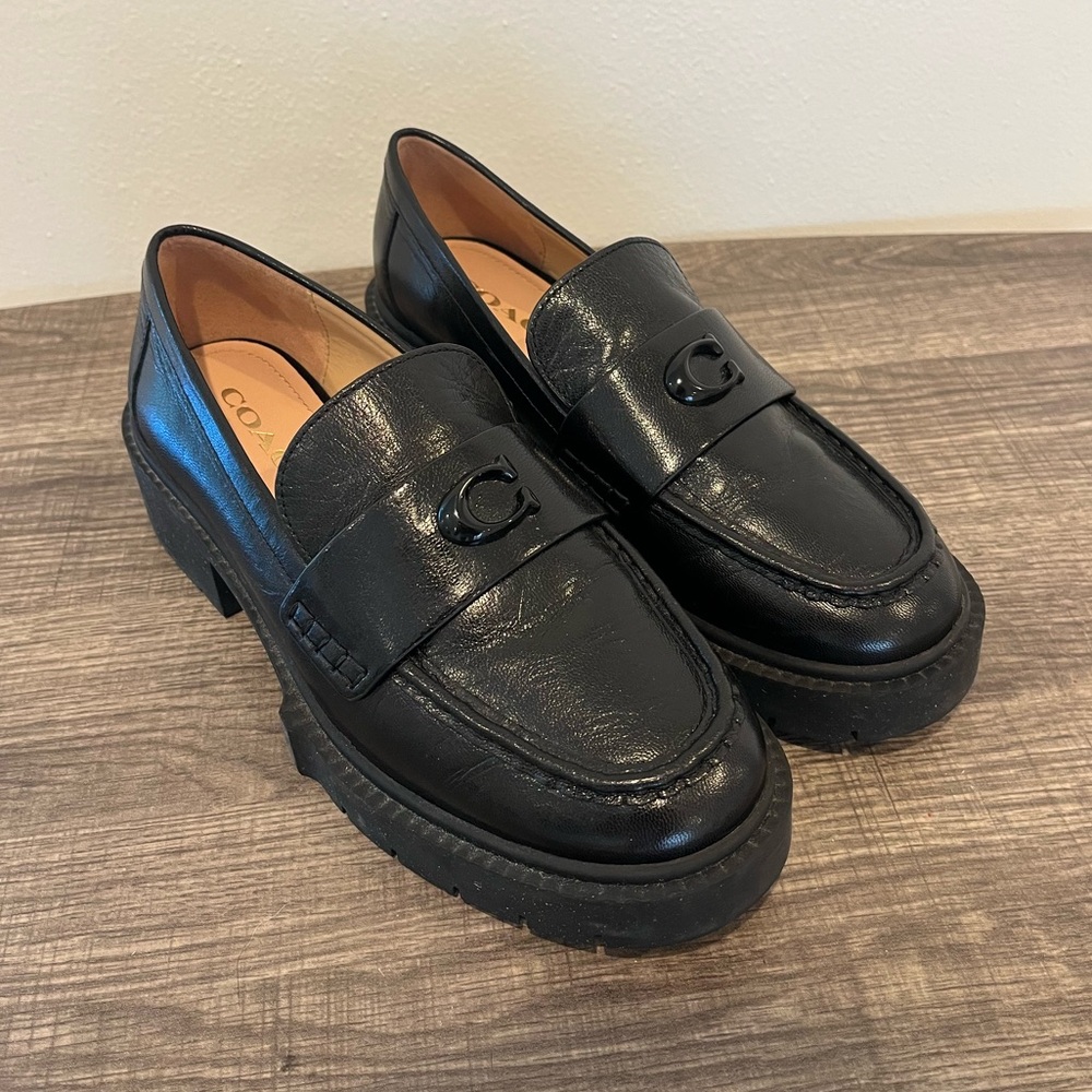 NEW Coach Leah Loafer Black Leather Loafers Size. 7 - Picture 2 of 11